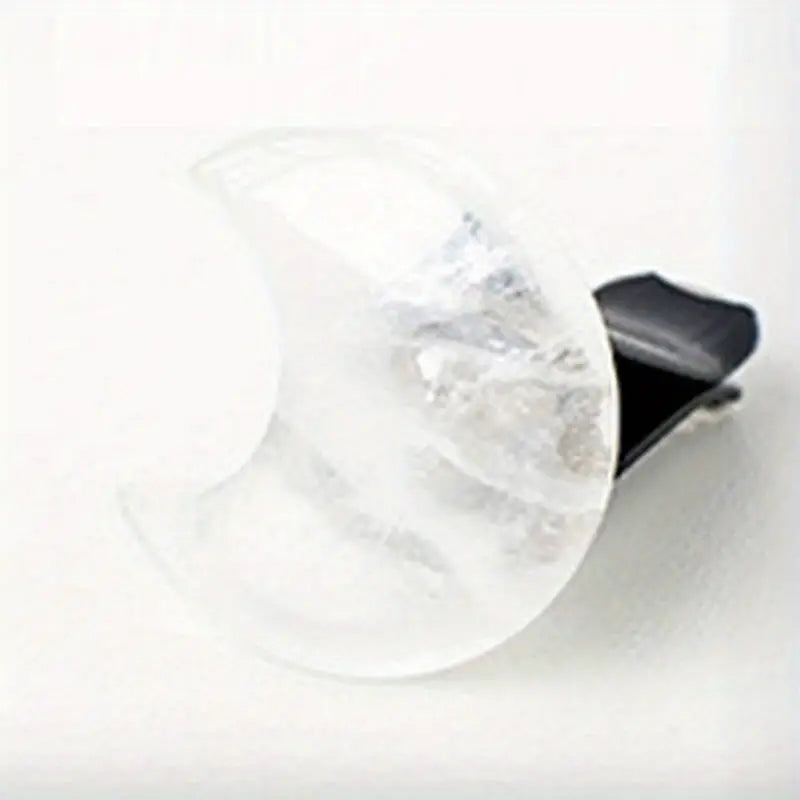 1pc Crystal Quartz Natural Stone Car Vent Clip, Crystal Moon Shaped Car Vent Clip