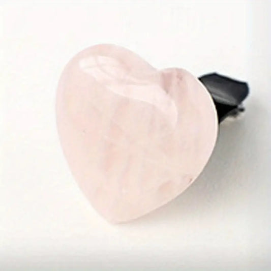 1pc Rose Quartz Natural Stone Crystal Car Vent Clip, Crystal Heart Shaped Car Vent Clip