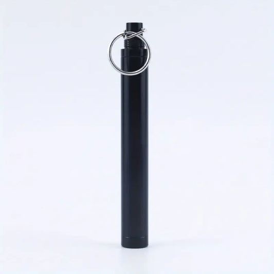 1pc, BLACK Pre Roll Tube Keychain, Smell Proof Aluminum Alloy Metal Sealing Tube, Joint Case With Key Chain Ring For King Size Pre Rolled Cones Rolling Paper Storage