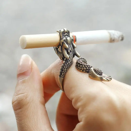 Dragon Shaped Cigarette Mouth Opening Adjustable Ring Smoking Ring Unique Jewelry Gift