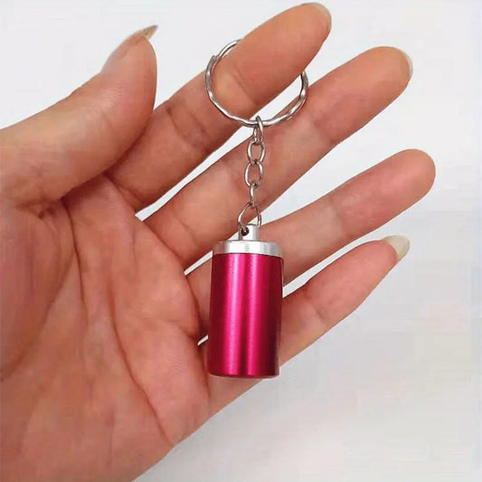 RED Outdoor Portable Ashtray w/Lid, Aluminum Moisture Proof Smoking Keychain