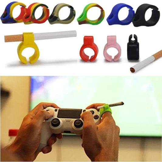 1pc, Ring Smoke Holder, Smoke Holder Ring, New Silicone Ring Smoke Holder, Random Color, Tobacco, Creative Ring Smoke Holder, Anti-smoking Yellow Finger Smoke Holder