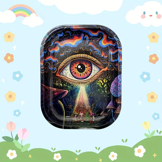 1pc, Rolling Tray, Creative Pattern Cigarette Rolling Tray, Metal Cartoon Rolling Tray, Washable Rolling Tray, Fruit Plate, Dessert Tray, Cigarette Plate, Cigarette Accessories Tray,