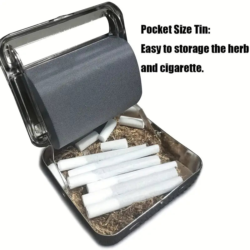 1pc, Portable Tobacco Roller, Metal Box Cigarette Maker, Rolling Paper Maker, Cone Cigarette Rolling Machine Manual Tool