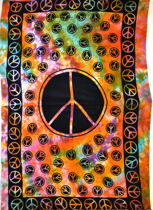 Peace Tapestry Tie Dye Colors 72x108"