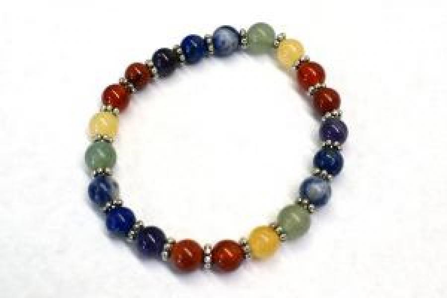 7 Chakra Gem Stone Bracelet w/ Velvet Bag