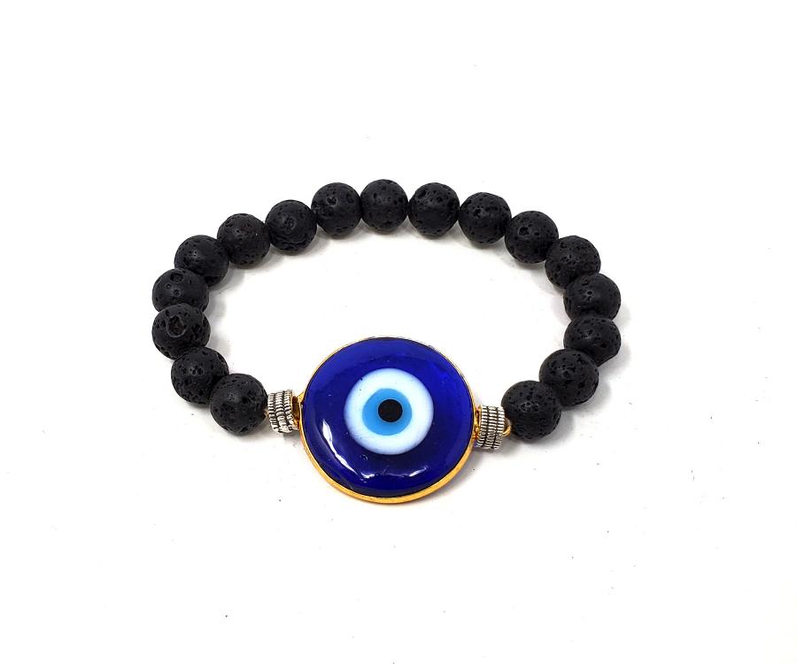 Evil Eye w/ Lava Bead Bracelet w/ Velvet Bag