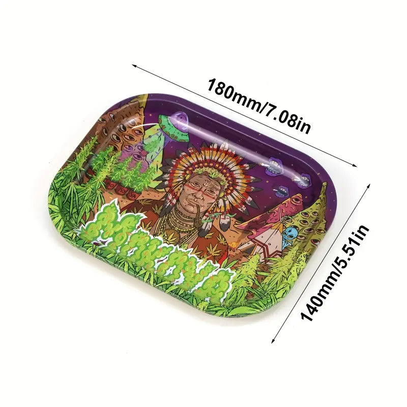 1pc Native American Metal Rolling Tray - Perfect for Cigarette Rolling & Smoking Accessories!