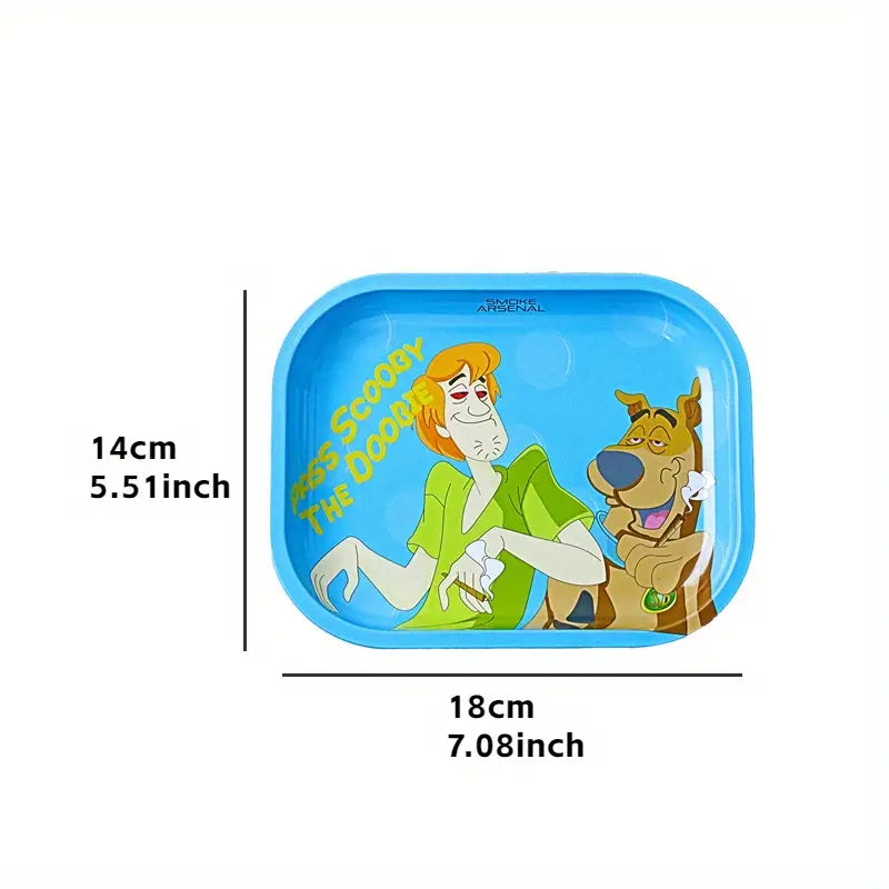 1pc Scooby Doo Japanese Style Cartoon Metal Rolling Tray - Perfect for Tobacco Storage & Smoking