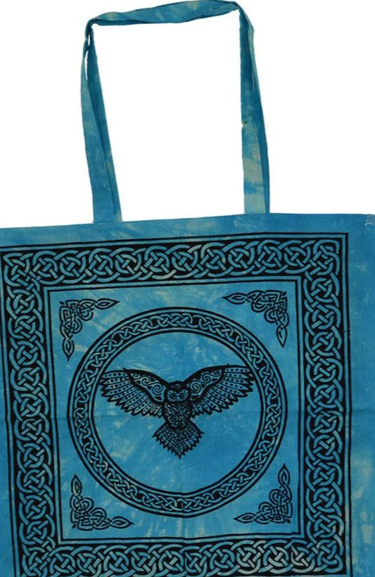 Owl Tote Bag 18x18" Turquoise/black
