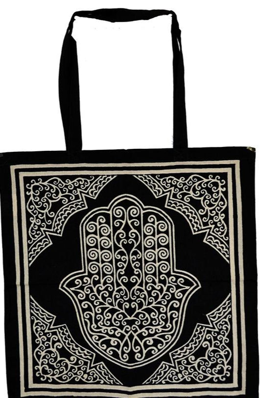 Black/White Hamsa Hand printed Tote Bag