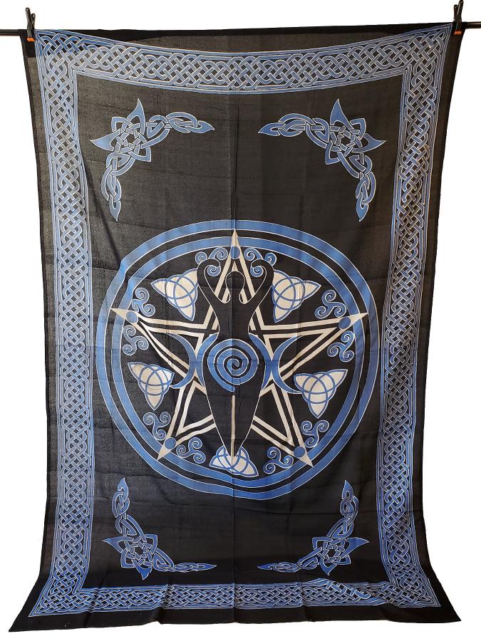 Goddess of Earth within Pentagram and Celtic knots printed Tapestry