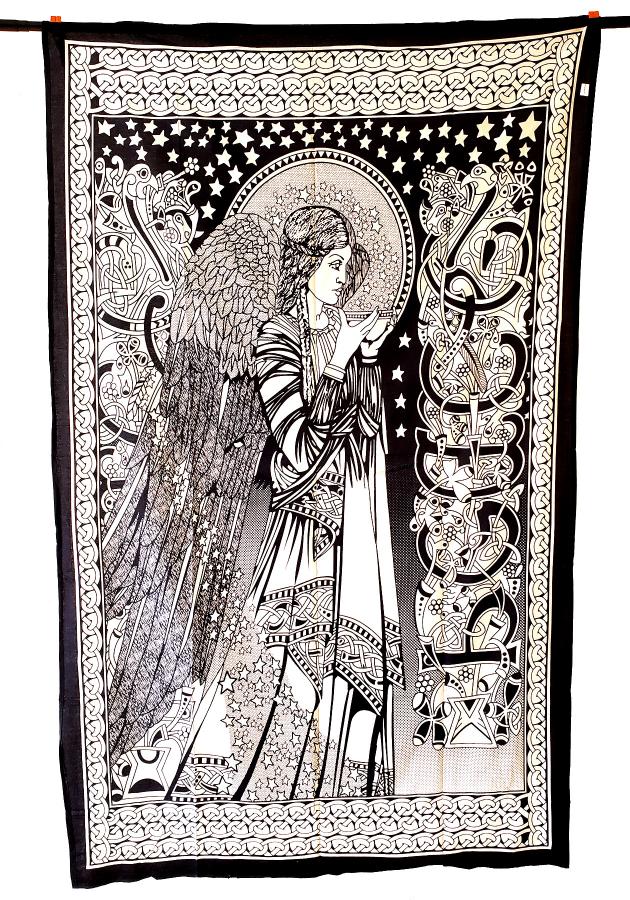 Peace Angel Black/White Tapestry 54x86"